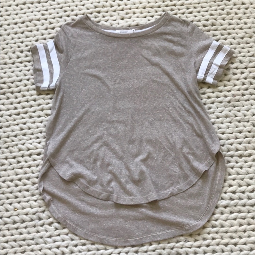 Roolee Mod Ref Wheat Colored Striped Short Sleeve Top